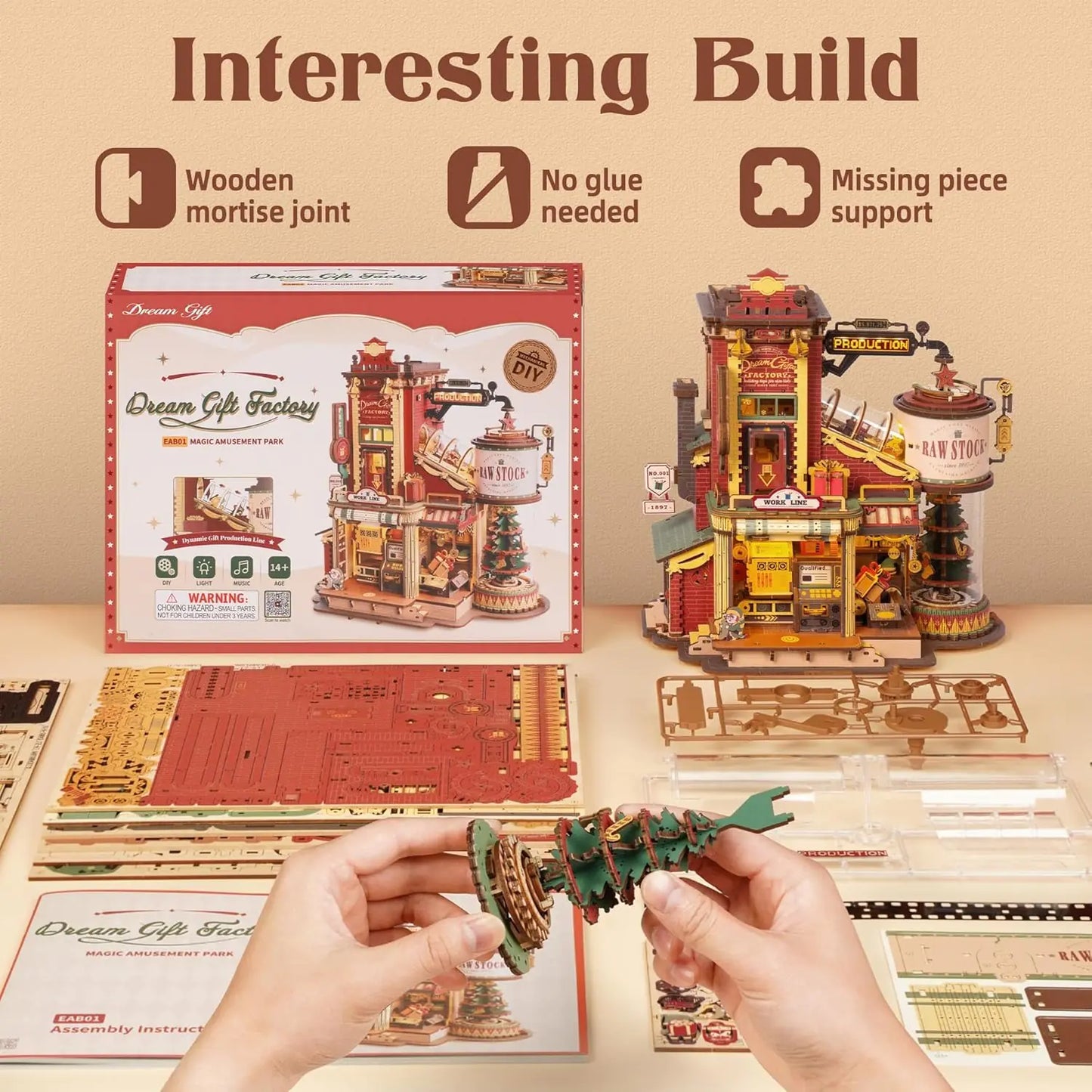 Dream Gift Factory | DIY Wooden Puzzle with Music, Lights & Moving Parts