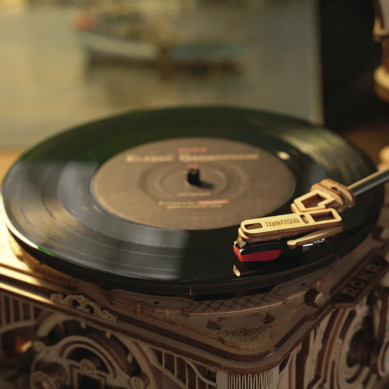 DIY Wooden Mechanical Phonograph Puzzle – Functional 3D Model Kit (Standard & Joint Style Variants)