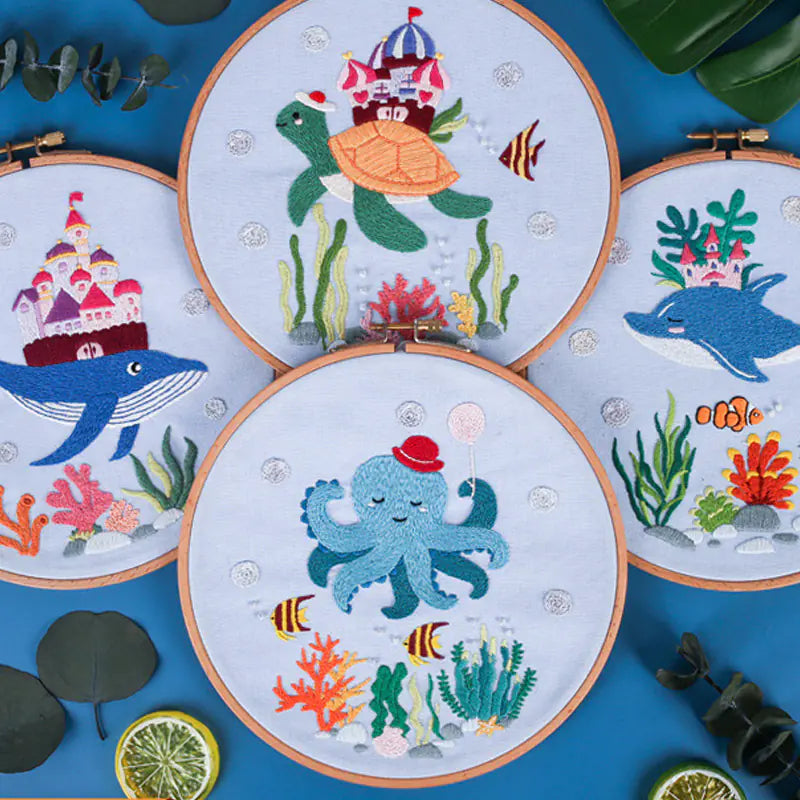Animal DIY Embroidery Kit – Enchanting Fish Pattern (Beginner‑Friendly Cross Stitch Set)