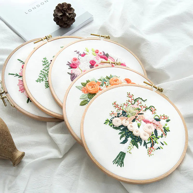 π Embroidery DIY Material Set β Floral Bouquet Collection (10 Expressive Styles)