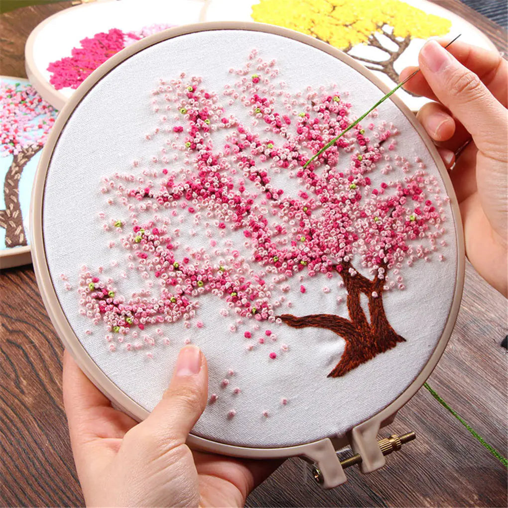 πΈ DIY Stamped Embroidery Starter Kit β Blossoming Tree Series (4 Nature-Inspired Designs)