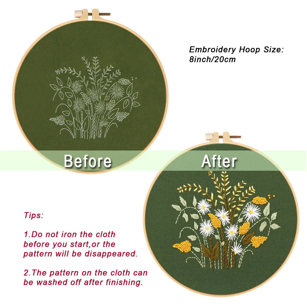 πΌ Dandelion DIY Embroidery Art Kit β 4 Designs | With or Without Hoop