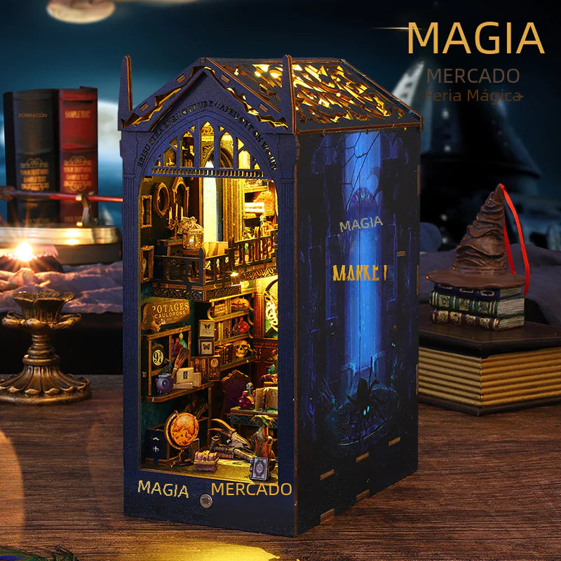 Magic Fair 3D Puzzle House – DIY Miniature Fairytale Building Kit with LED Lights (Chinese & English Editions, Wooden Model for All Ages)