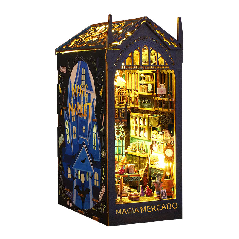 Magic Fair 3D Puzzle House – DIY Miniature Fairytale Building Kit with LED Lights (Chinese & English Editions, Wooden Model for All Ages)