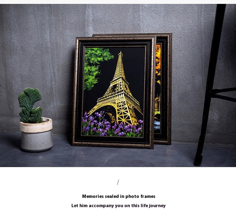 Paris Night Scratch Art Kit – DIY Eiffel Tower Reveal with Fireworks & Illuminated Fountains (40.5×28.5 cm with Tools)