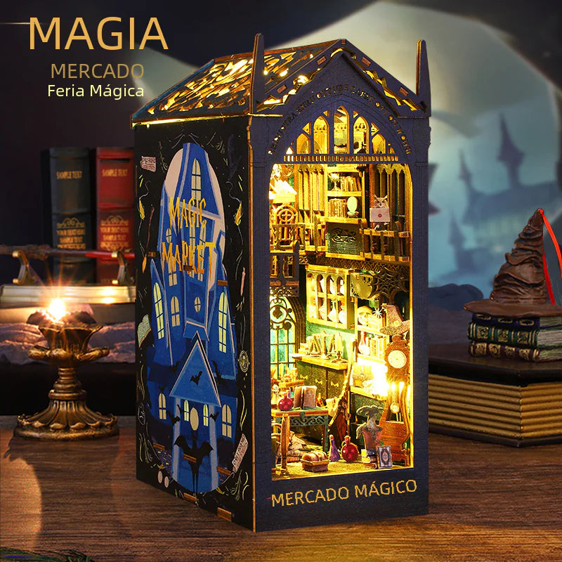 Magic Fair 3D Puzzle House – DIY Miniature Fairytale Building Kit with LED Lights (Chinese & English Editions, Wooden Model for All Ages)