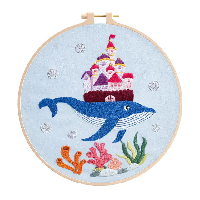 Animal DIY Embroidery Kit – Enchanting Fish Pattern (Beginner‑Friendly Cross Stitch Set)