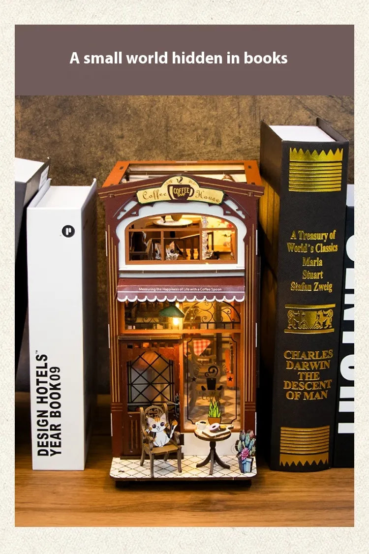 Cozy Cafe DIY Book Nook | Miniature Coffee Shop Model Kit
