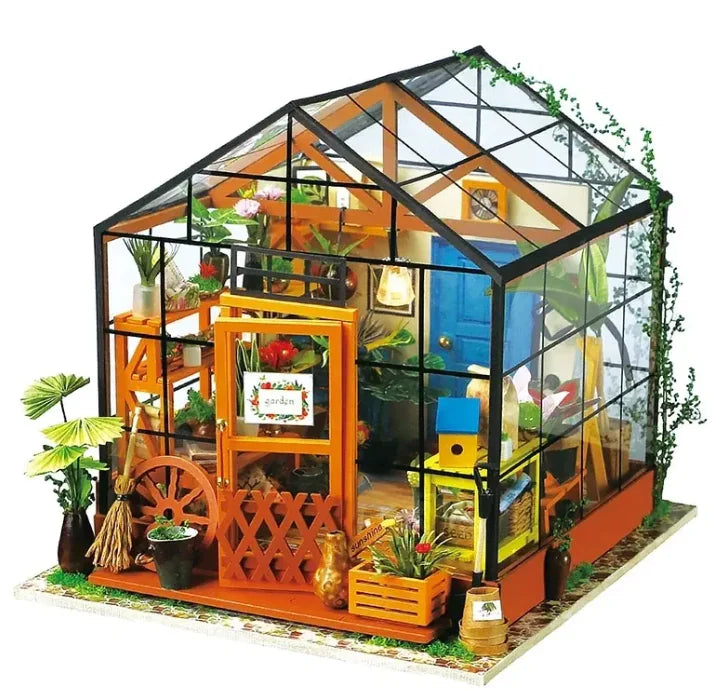 Robotime DIY Miniature Greenhouse Kit – Build Your Own Indoor Garden Retreat