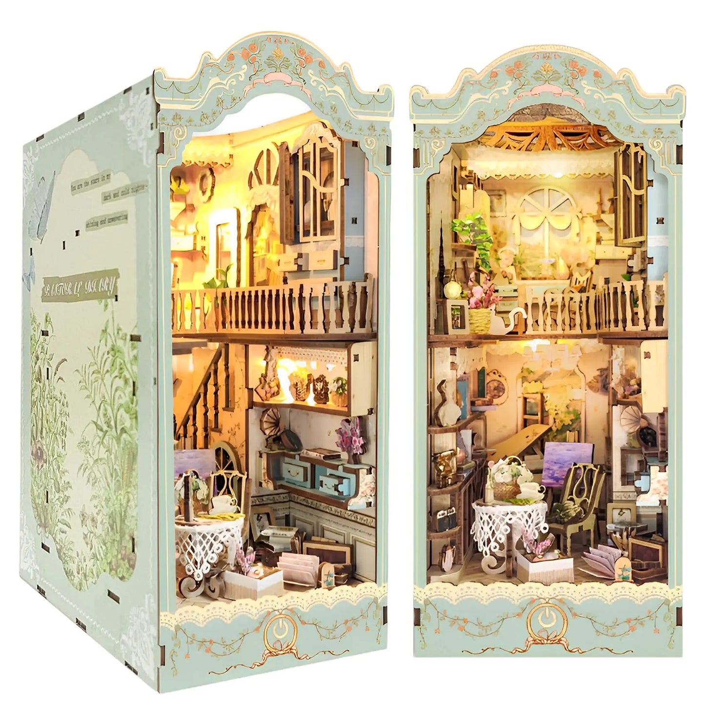 Pastoral Diary: Rose Manor Book Nook Kit – DIY Miniature Manor with LED Touch Light, Vintage Decor & Wooden Puzzle for Adults & Teens