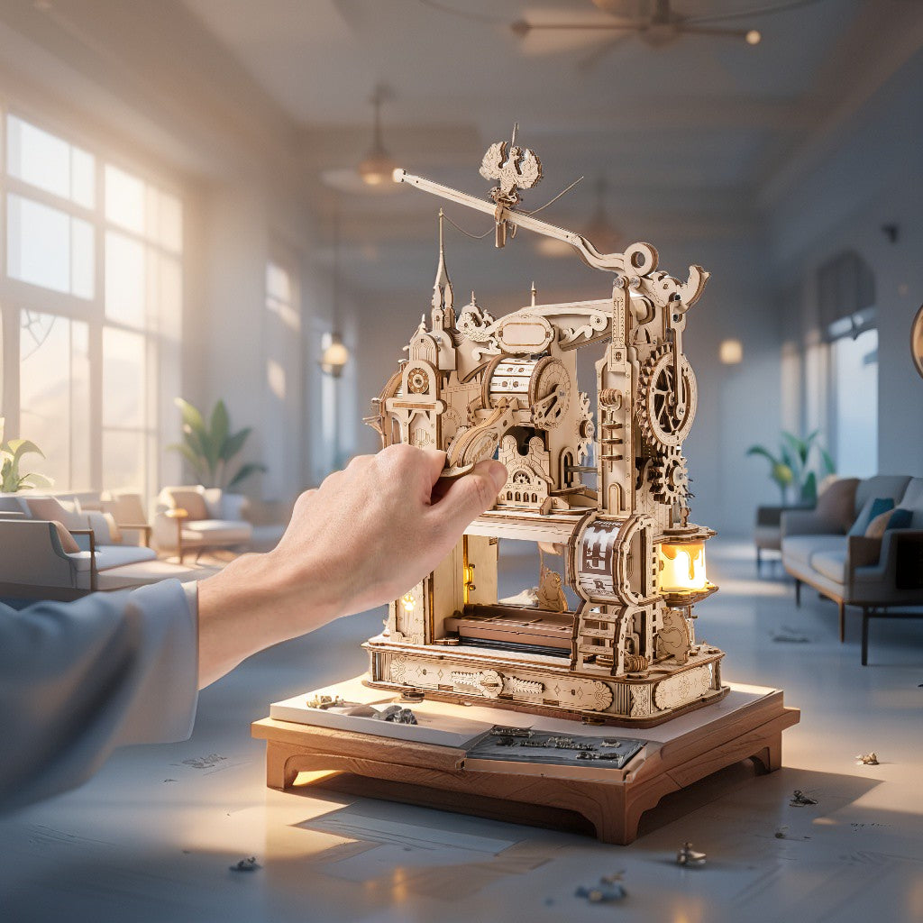 ROKR “Heritage Press” – Mechanical 3D Wooden Printing Press Model with Self‑Inking System (303 Pieces)