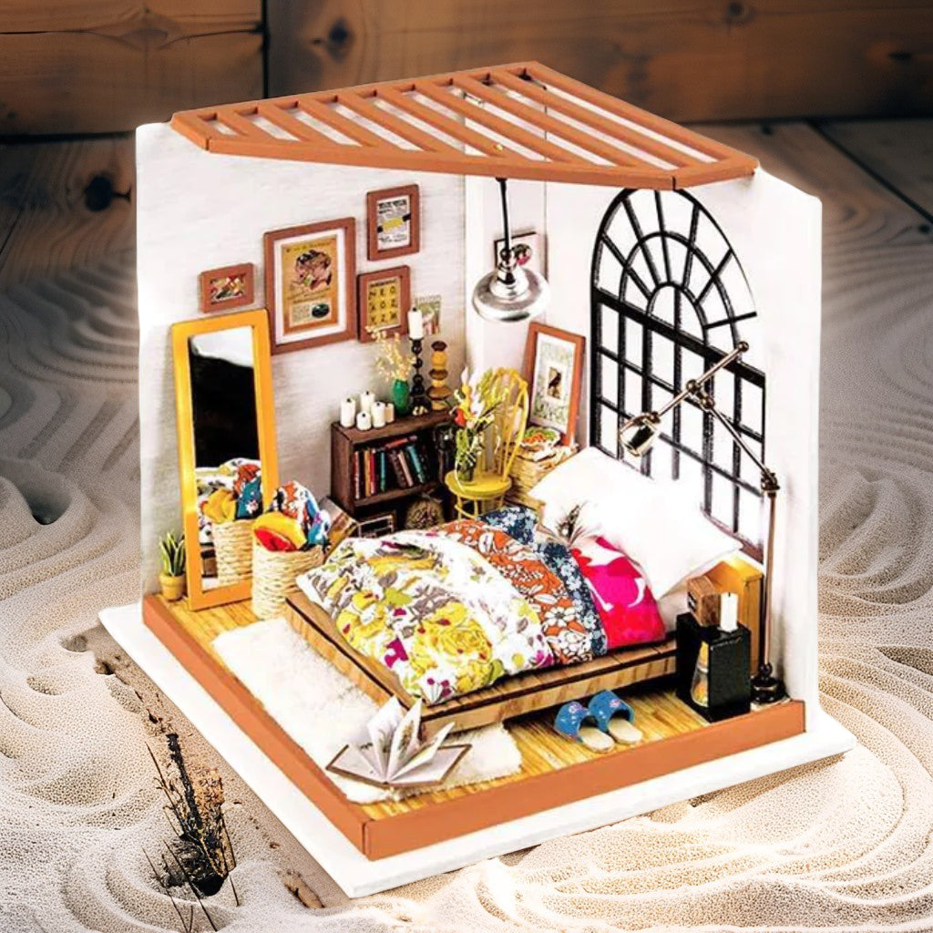 Autumn Nook – DIY Miniature Bedroom Kit with LED | Handcrafted Cozy Retreat for Adults