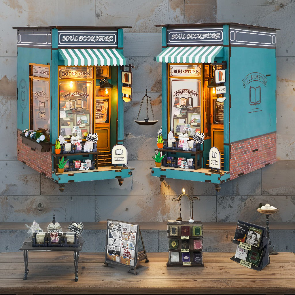 Soul Bookstore DIY 3D Book Nook – Miniature Bookshelf Insert for Adults & Book Lovers