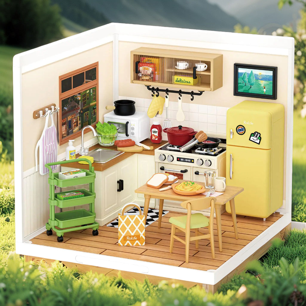 Happy Meals Kitchen | DIY Miniature Room Kit with Light-Up Oven
