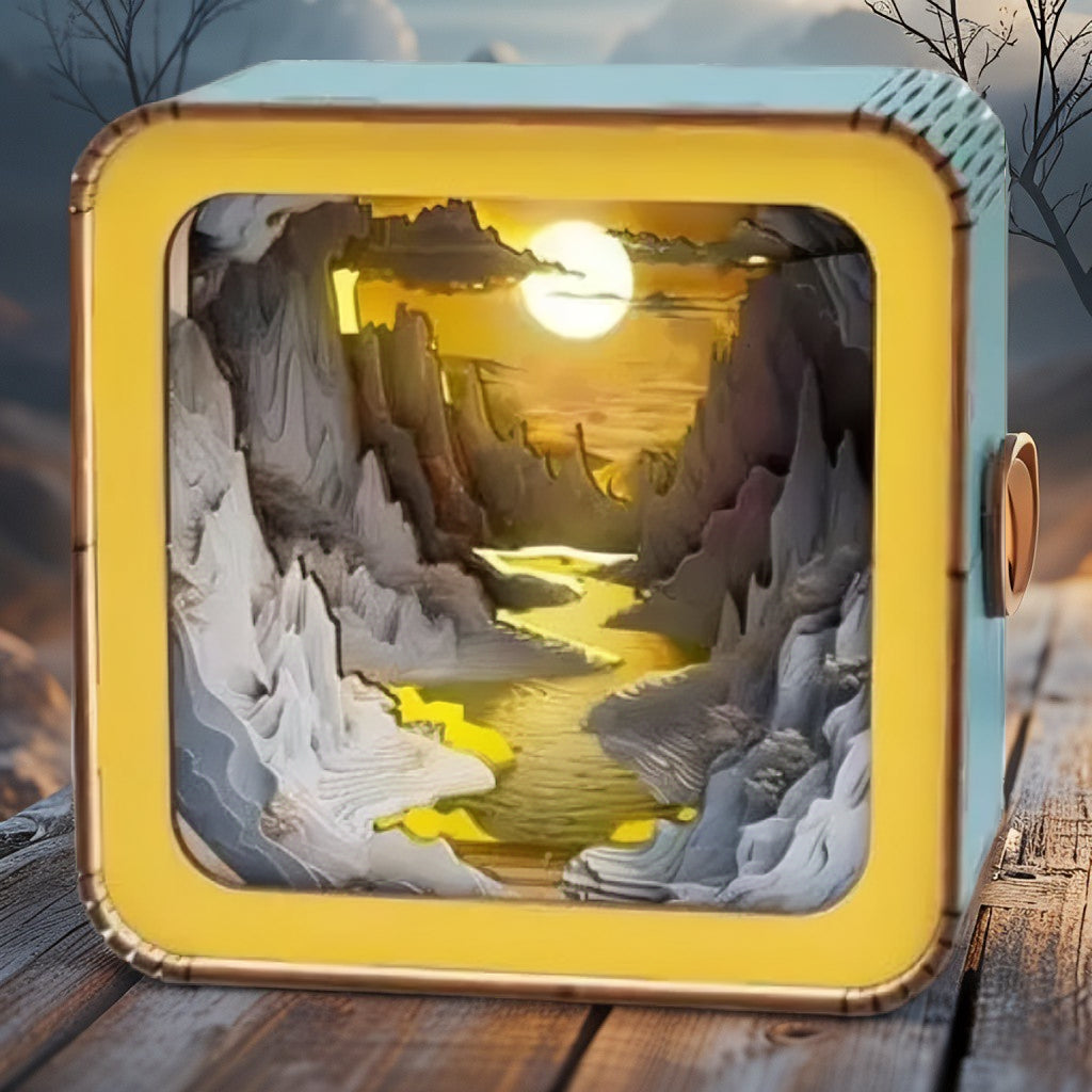 Golden Canyon DIY Light Box | 3D Layered Wooden Art Puzzle