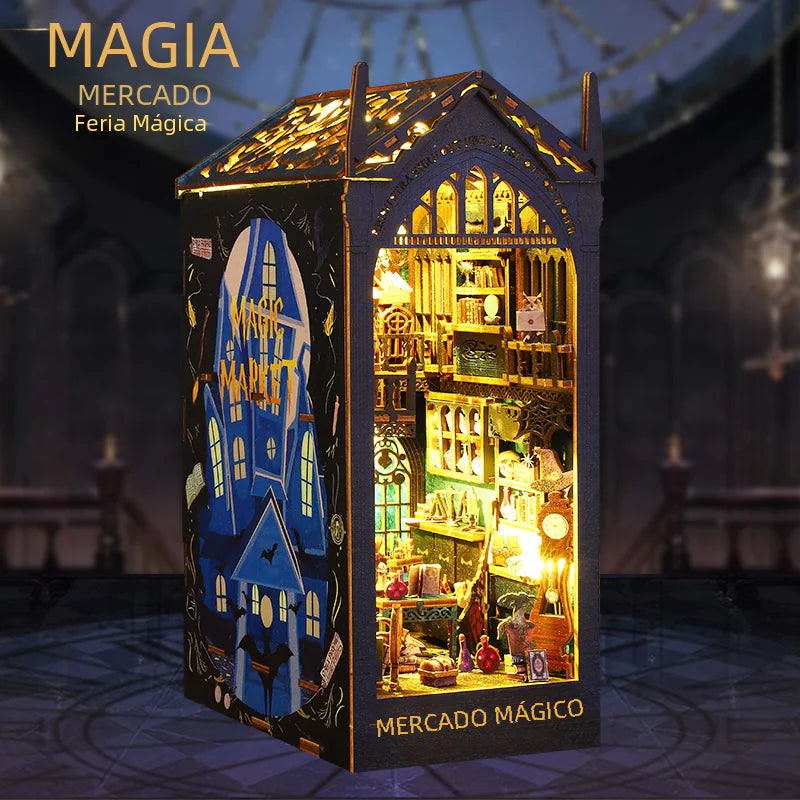 Magic Fair 3D Puzzle House – DIY Miniature Fairytale Building Kit with LED Lights (Chinese & English Editions, Wooden Model for All Ages)