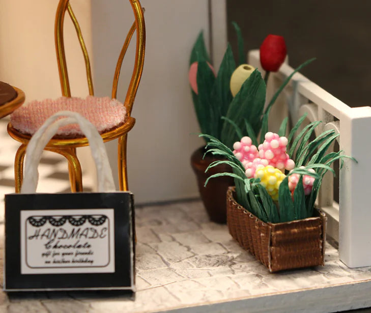 DIY Chocolatier Shop Miniature Kit | Parisian Pâtisserie with Tools & Glue Included