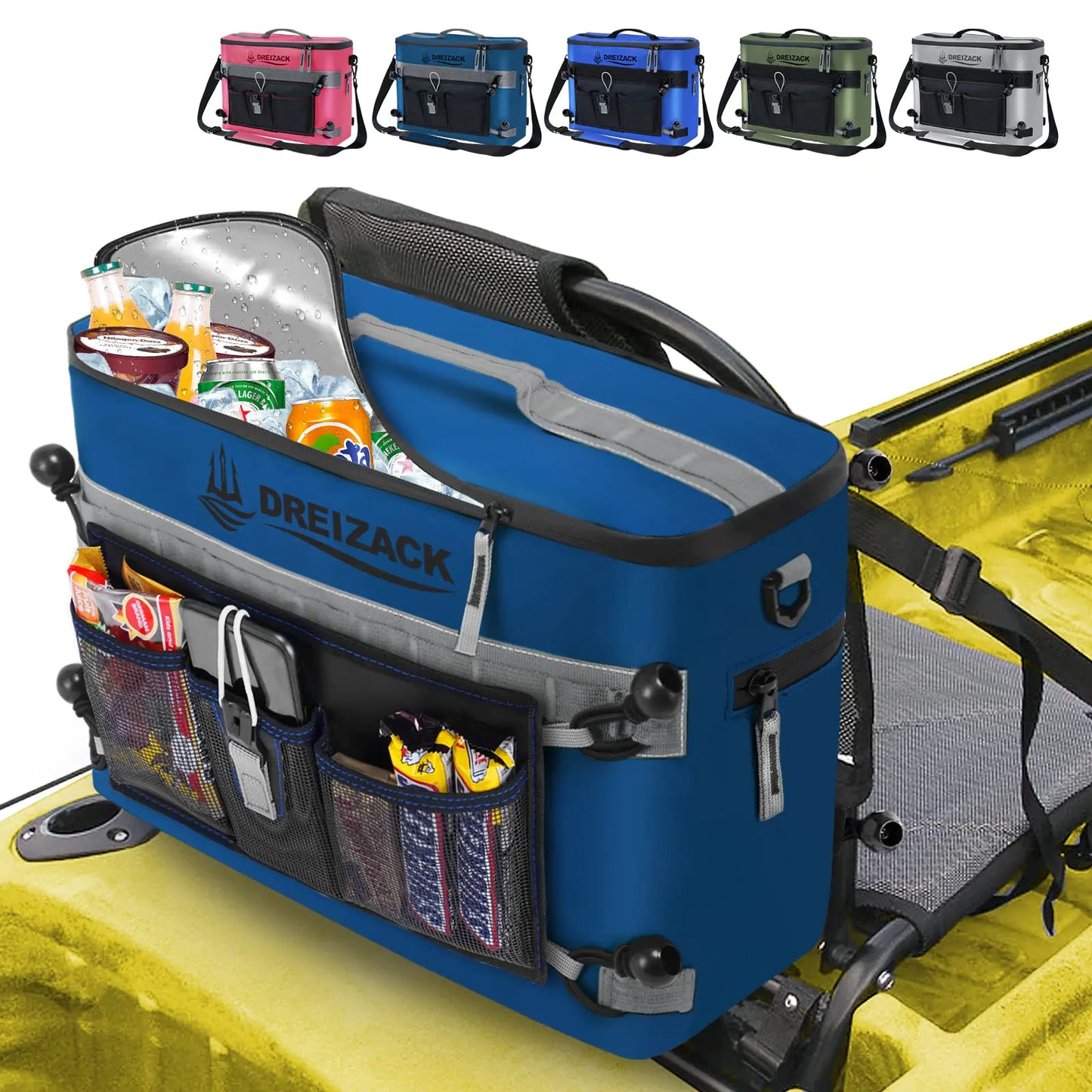 Dreizack Kayak Cooler – Behind-Seat Ice Chest with Storage Pockets & 16-Hour Insulation