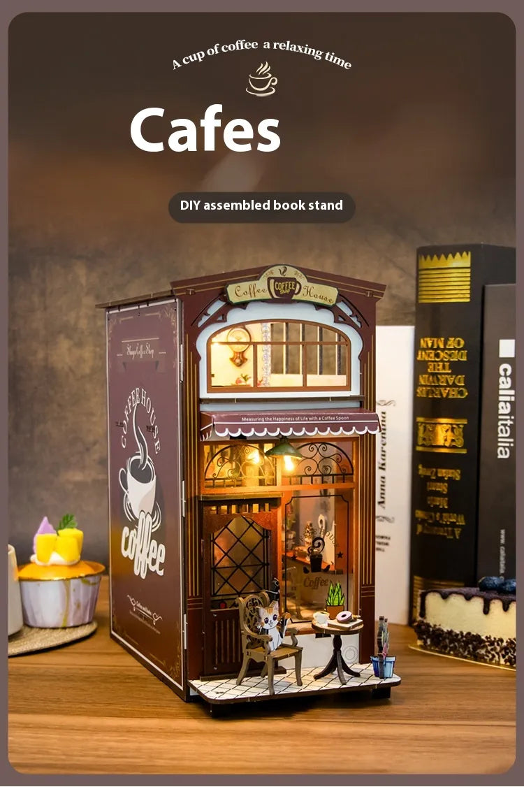Cozy Cafe DIY Book Nook | Miniature Coffee Shop Model Kit