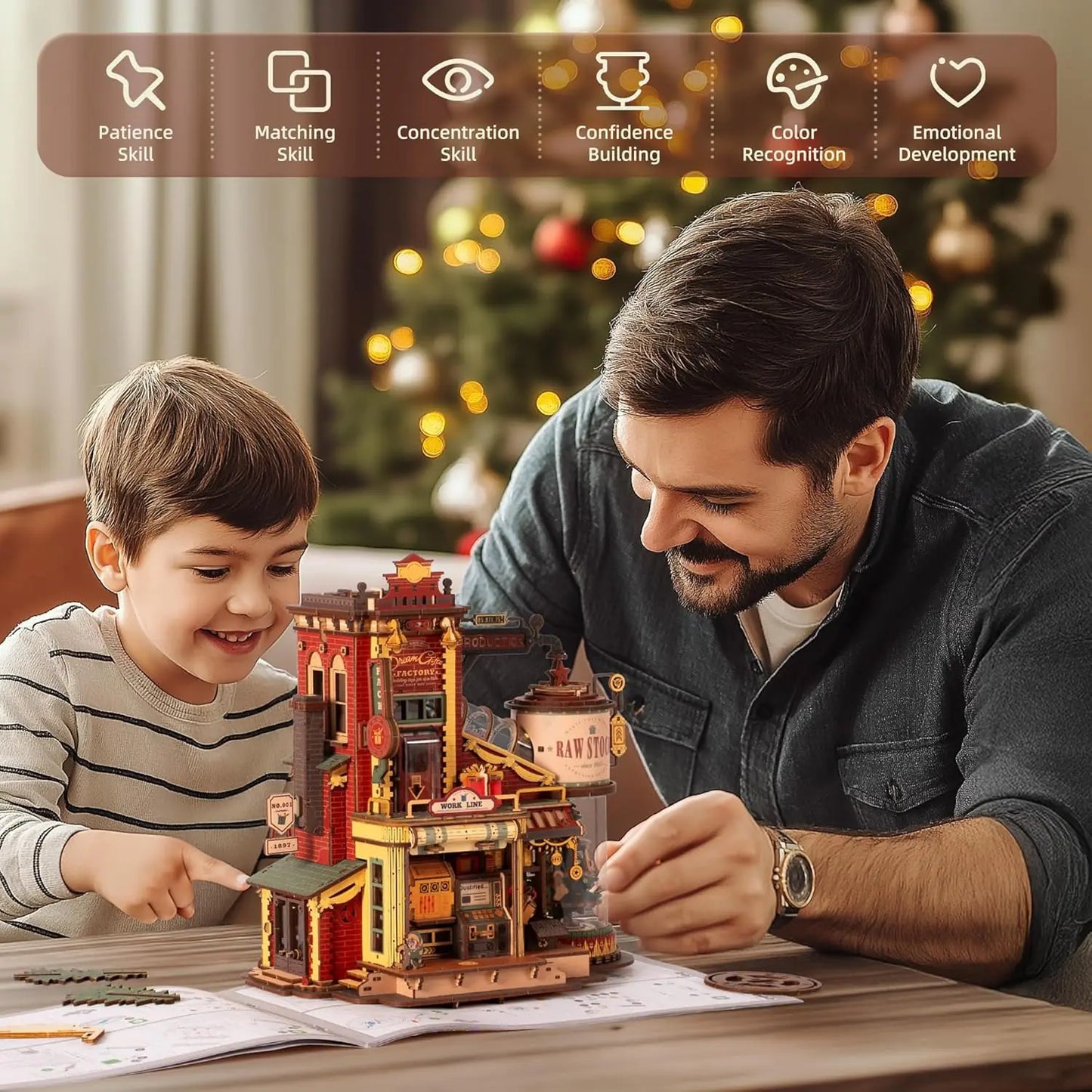 Dream Gift Factory | DIY Wooden Puzzle with Music, Lights & Moving Parts