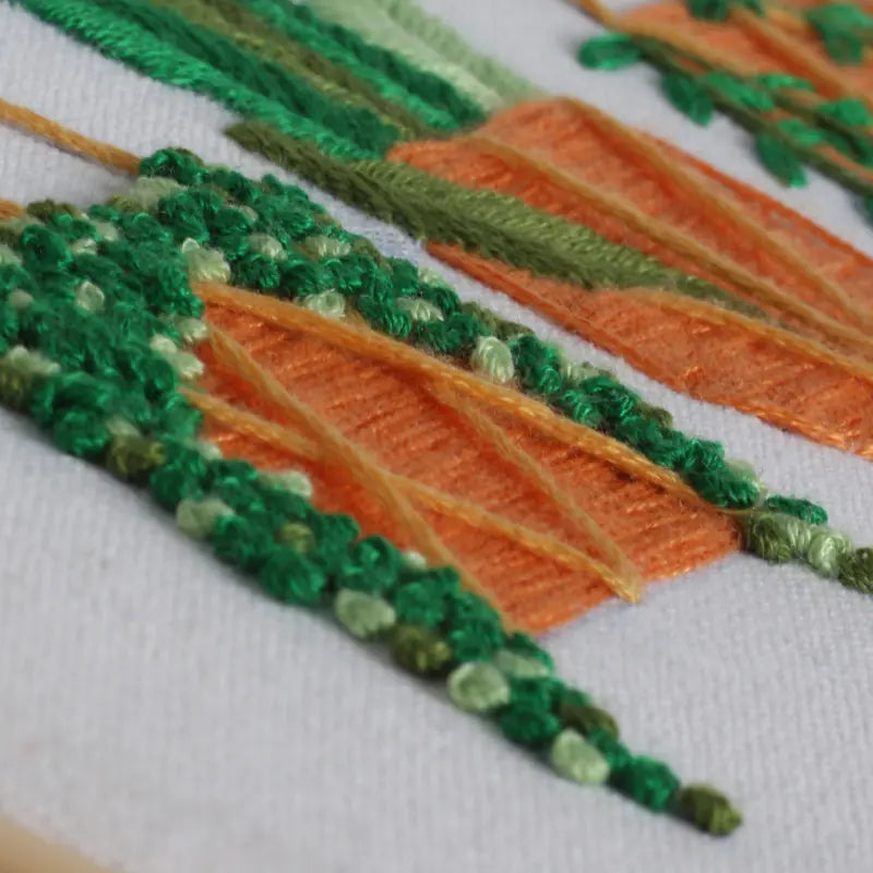 Botanical DIY Embroidery Kit – Cross‑Stitch Set with Frame (Flowering Vine, Daisy & Triangle Patterns)