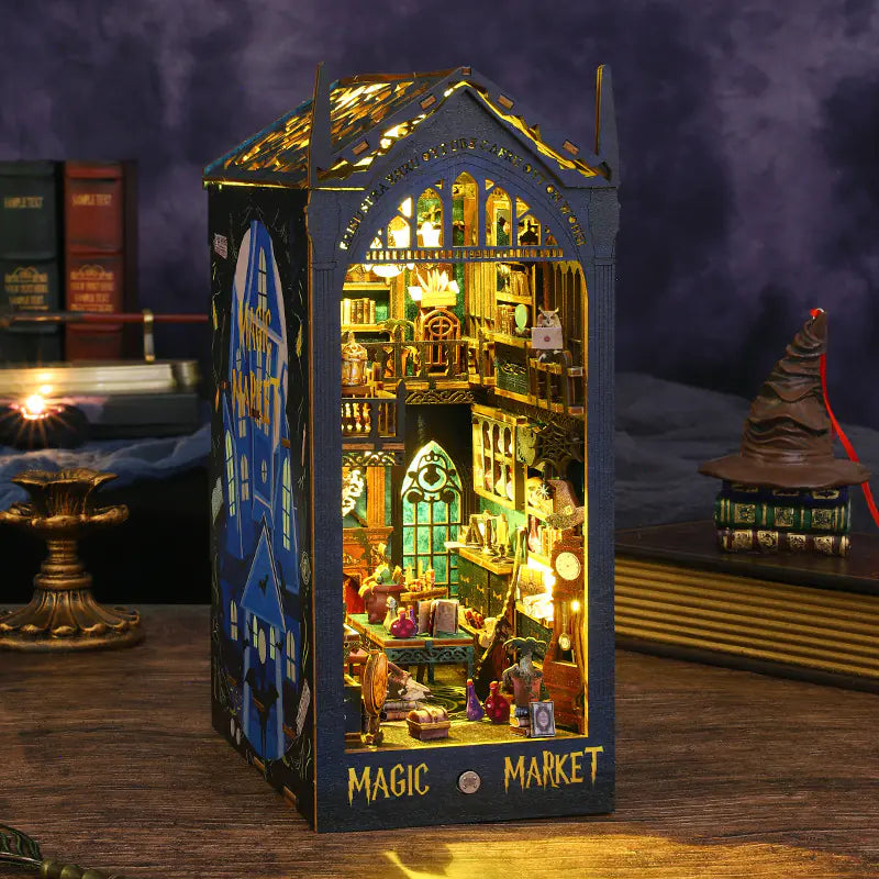 Magic Fair 3D Puzzle House – DIY Miniature Fairytale Building Kit with LED Lights (Chinese & English Editions, Wooden Model for All Ages)