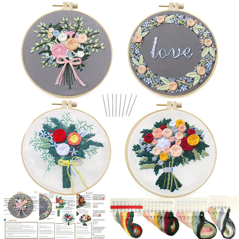 πΈ Creative DIY 3D Flower Embroidery Kit β 4 Sentimental Variants | Complete Gift-Ready Set