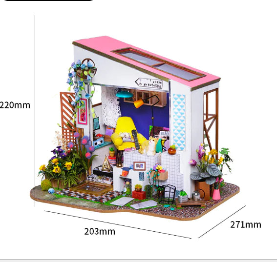 Garden Loft Studio – DIY Creative Workshop Miniature Kit with LED | Handcrafted Art Space Décor for Adults & Teens