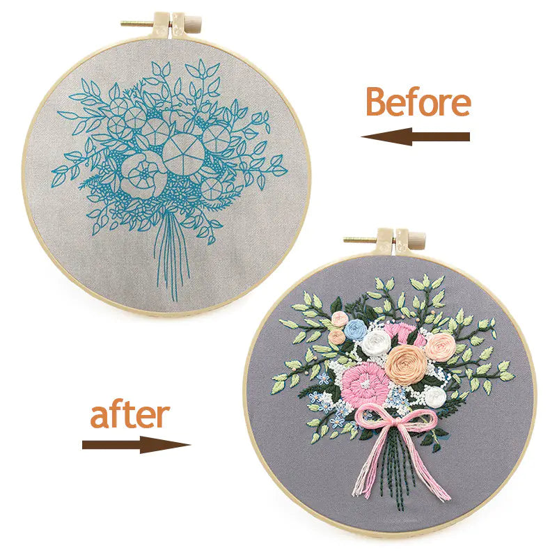 🌸 Creative DIY 3D Flower Embroidery Kit – 4 Sentimental Variants | Complete Gift-Ready Set