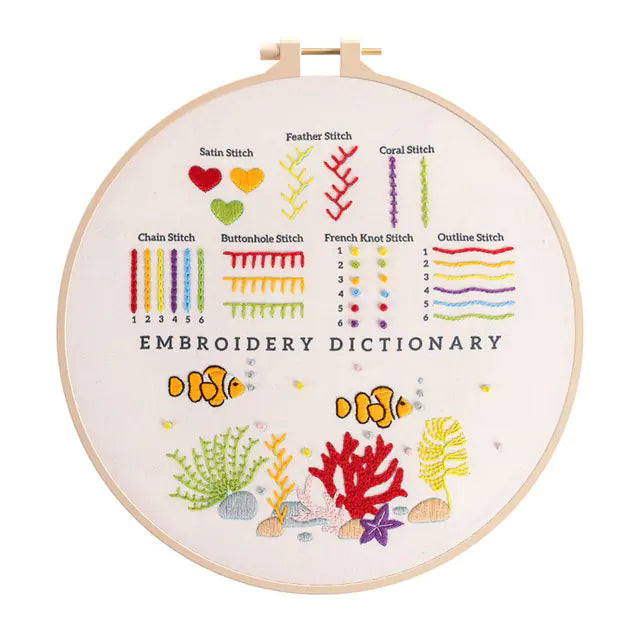 DIY Easy Embroidery Kit – Beginner‑Friendly Printed Pattern Set (18 Color Variations, Plastic or Bamboo Hoop)