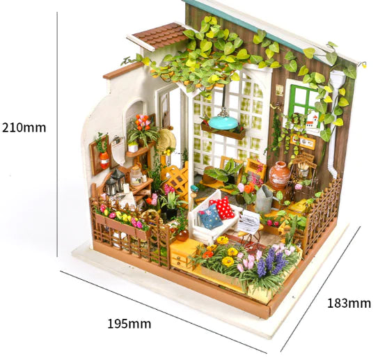 Miller Sunshine Garden – DIY Countryside Miniature Patio & Flower Garden Kit with LED | Handcrafted Collectible for Adults