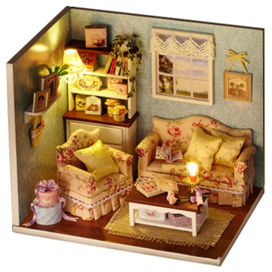 Floral Haven Lounge – DIY Miniature Living Room Kit with LED | Handcrafted Cozy Décor for Adults & Teens