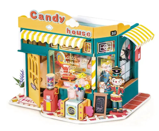 Robotime Miniature Dollhouse Kit – Candy House DIY Craft for Adults