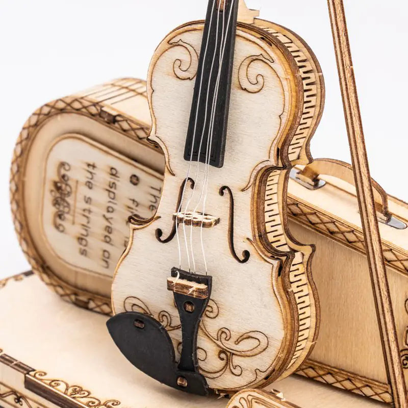 Wooden Violin – 3D Puzzle Model Kit with Bow & Case (Ages 8+, No Tools Required)