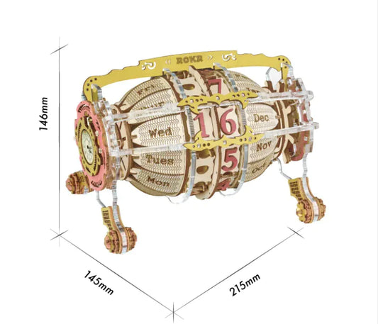 Time Engine Calendar – 3D Wooden Puzzle Clock & Date Display (Ages 7–14)