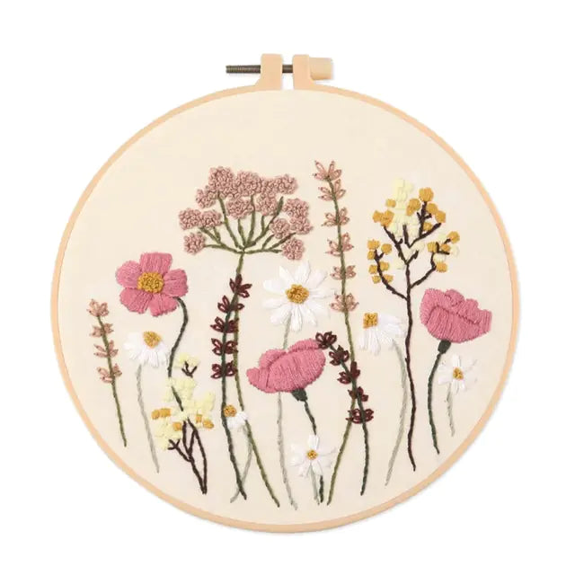 🧵 Embroidery Starter Kit – European Floral Series (4 Color Variants)