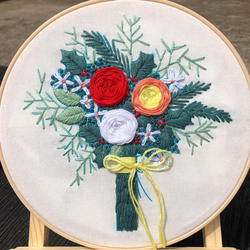 🌸 Creative DIY 3D Flower Embroidery Kit – 4 Sentimental Variants | Complete Gift-Ready Set