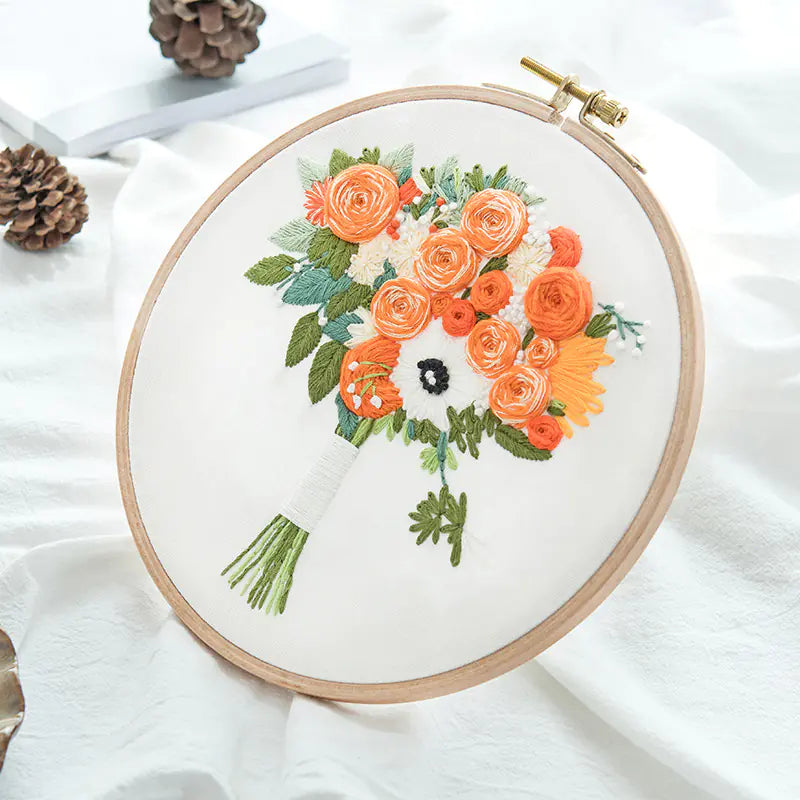 💐 Embroidery DIY Material Set – Floral Bouquet Collection (10 Expressive Styles)