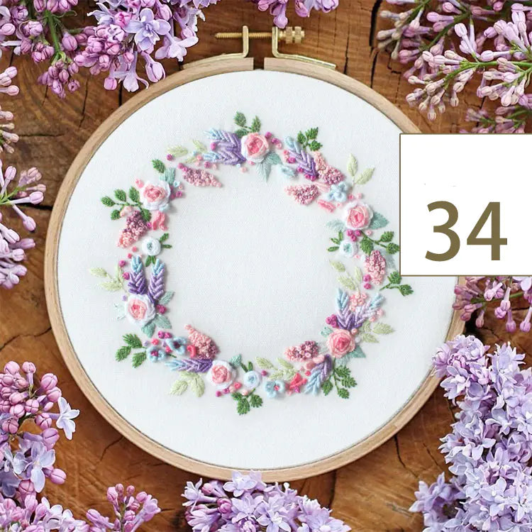 🌸 3D Embroidery Practice DIY Kit – Spring Floral Series (4 Elegant Variants)
