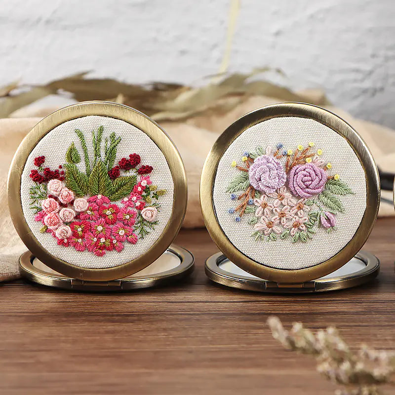 🌼 Flower Handmade Embroidery Mirror Craft – DIY Kit (9 Whimsical Variants)