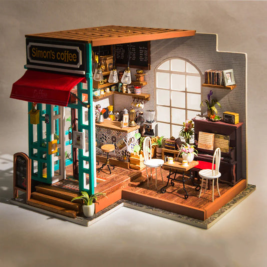 Simon’s Coffee – DIY Miniature Café Kit with LED | Handcrafted Vintage‑Urban Coffeehouse
