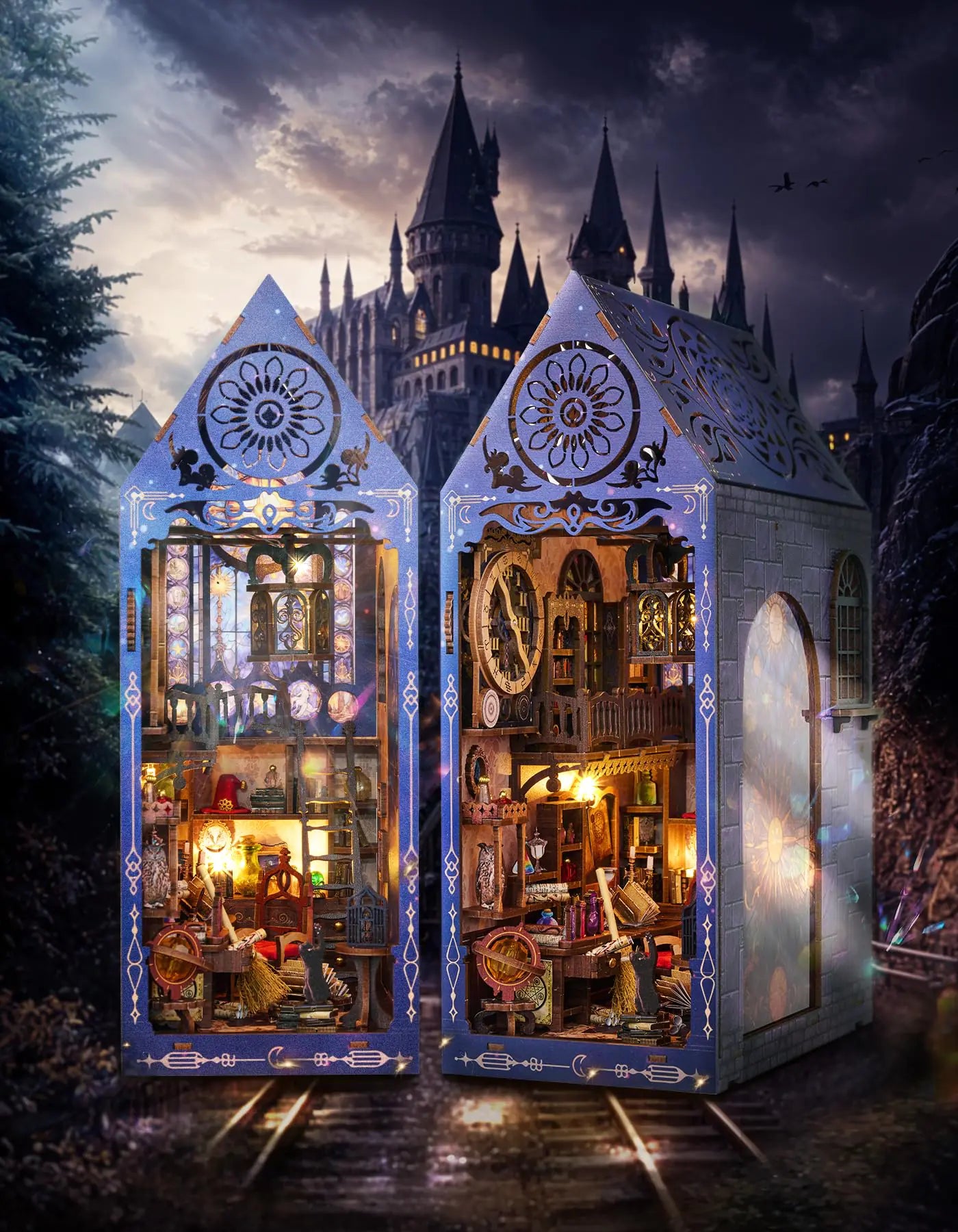 JOYOOSS Magical Forest Book Nook Kit – DIY Apothecary Scene with LED Lights, Dust Cover & Enchanted Detailing (Fantasy Craft Puzzle)