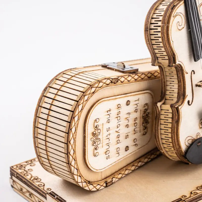 Wooden Violin – 3D Puzzle Model Kit with Bow & Case (Ages 8+, No Tools Required)