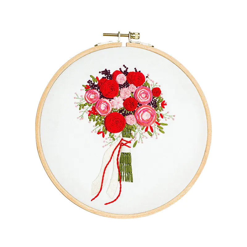 💐 Embroidery DIY Material Set – Floral Bouquet Collection (10 Expressive Styles)
