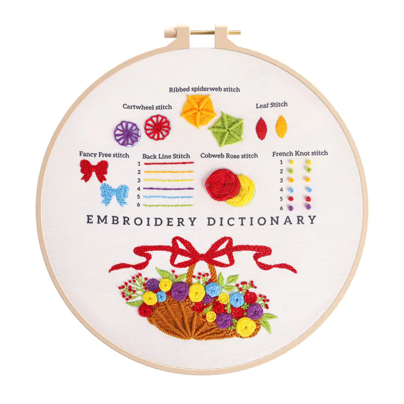 DIY Easy Embroidery Kit – Beginner‑Friendly Printed Pattern Set (18 Color Variations, Plastic or Bamboo Hoop)