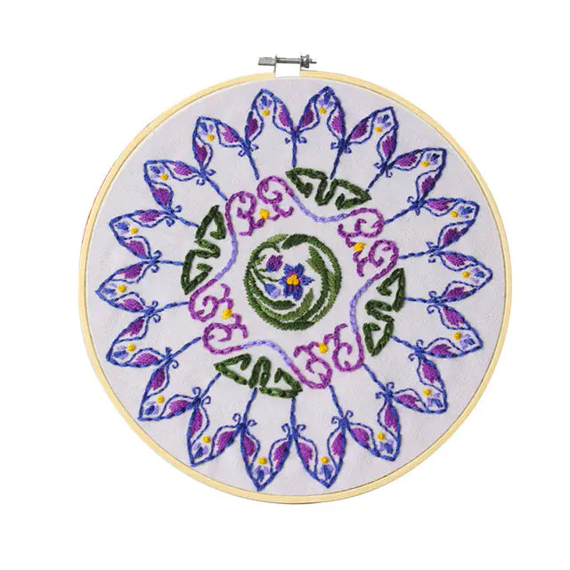 🌸 Lotus Flower DIY Embroidery Starter Kit – 4 Variants | No Hoop Included