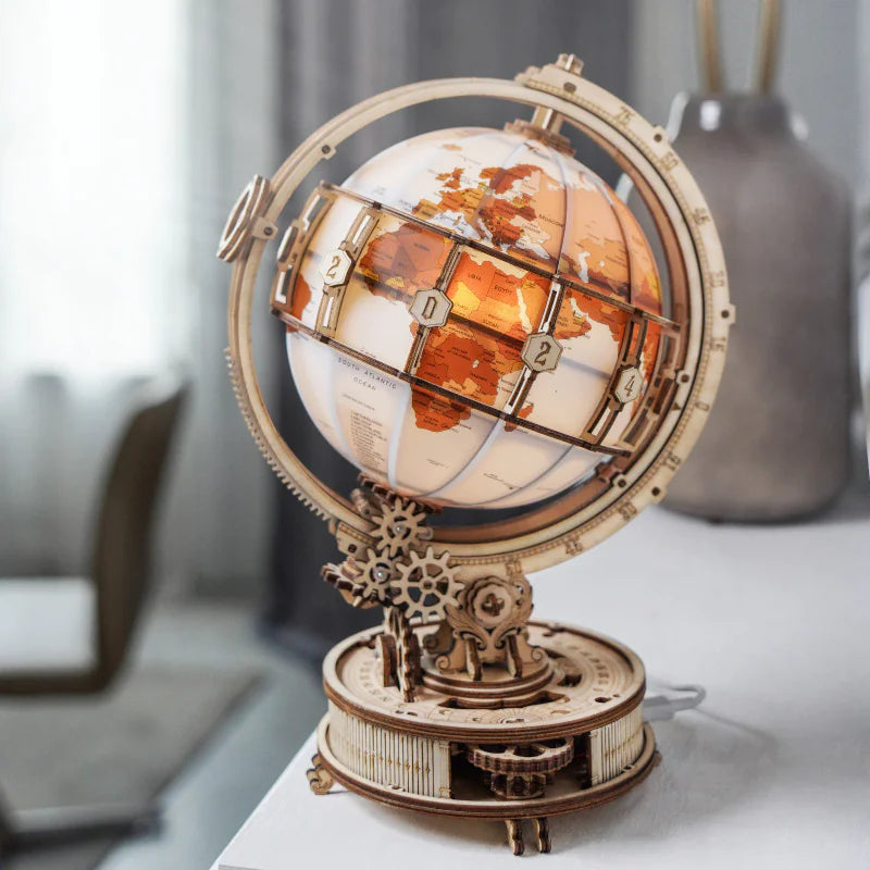 Globe Horizon – 3D Wooden Puzzle Model Kit with Rotating Axis (Ages 14+)