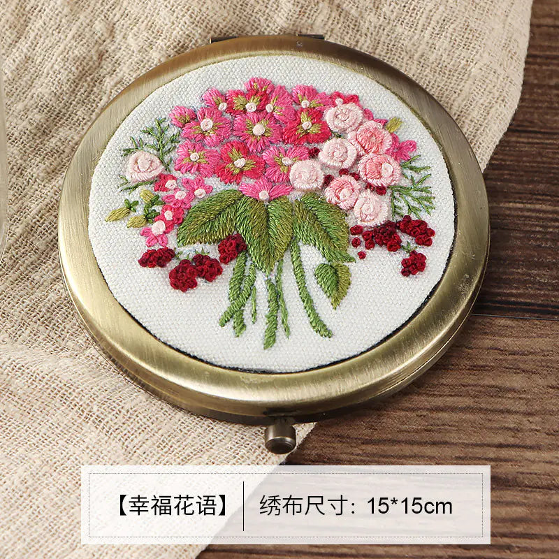 🌼 Flower Handmade Embroidery Mirror Craft – DIY Kit (9 Whimsical Variants)