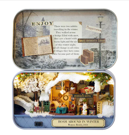 🌸🚂 Winter Wanderings – Miniature Dollhouse in a Keepsake Tin | Handcrafted DIY Scene with LED & Storybook Charm