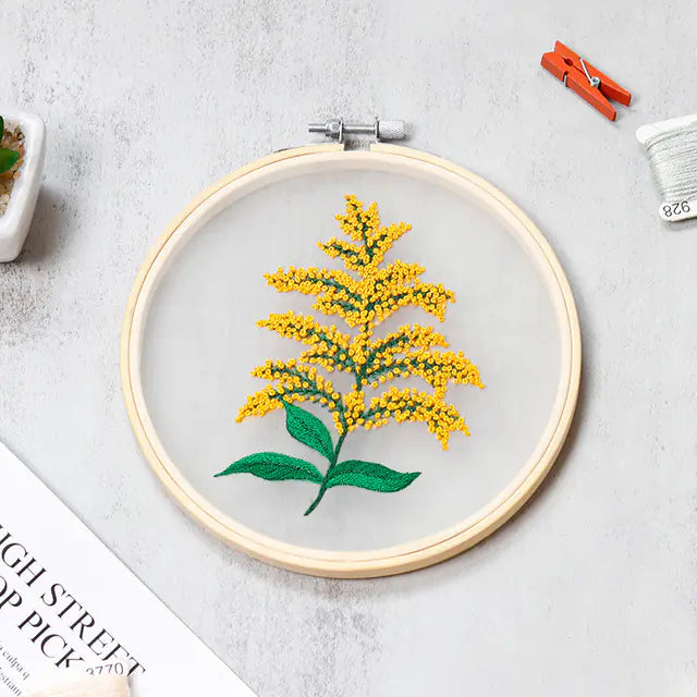 ✨ DIY Transparent Fabric Embroidery Kit – 4 Designs | With or Without Hoop